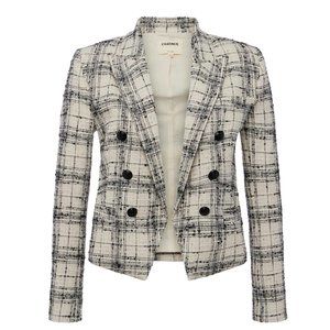 BNWT L'Agence Brooke Tweed Blazer IN ECRU/BLACK Size XS